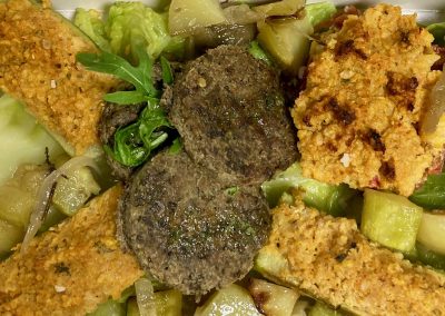 légumes farcis et palets de lentilles